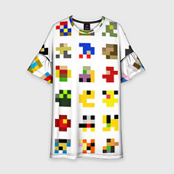 Платье клеш для девочки Пиксельные персонажи, цвет: 3D-принт