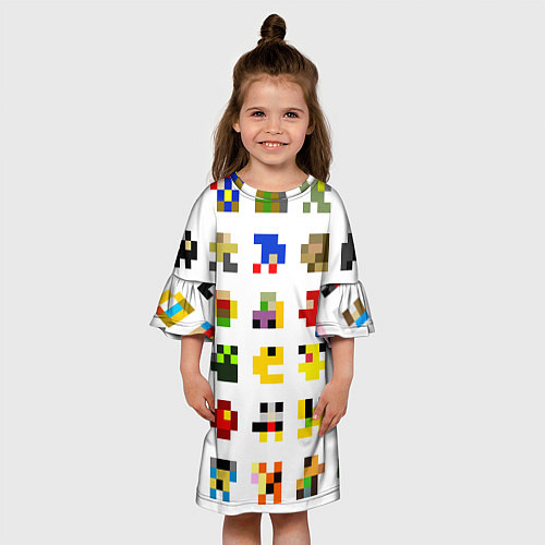 Детское платье Пиксельные персонажи / 3D-принт – фото 3