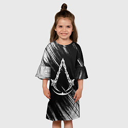 Платье клеш для девочки Assassins creed Mirage - потертости, цвет: 3D-принт — фото 2