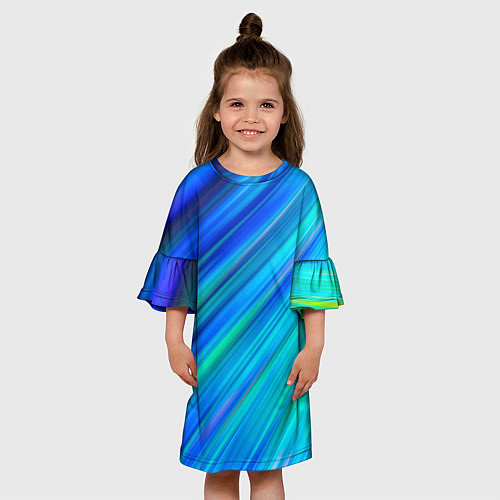 Детское платье Неоновые синие лучи / 3D-принт – фото 3