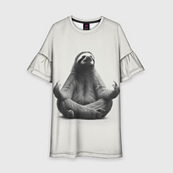 Платье клеш для девочки Ленивиц в позе лотоса, цвет: 3D-принт