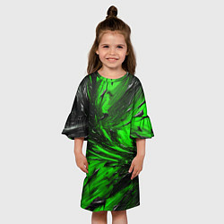Платье клеш для девочки Чёрная и зелёная субстанция, цвет: 3D-принт — фото 2