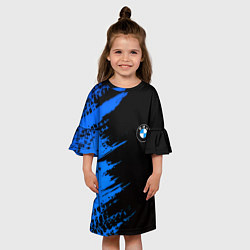 Платье клеш для девочки BMW краски синие, цвет: 3D-принт — фото 2