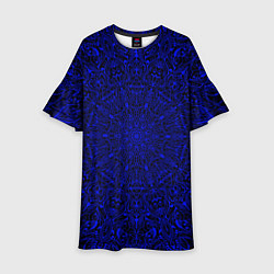Платье клеш для девочки Мандала чёрно-синий, цвет: 3D-принт