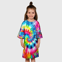 Платье клеш для девочки Узор красками, цвет: 3D-принт — фото 2