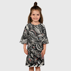 Платье клеш для девочки Тату - нейросеть, цвет: 3D-принт — фото 2