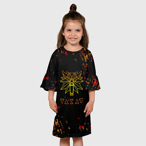 Детское платье Ведьмак огненное лого краски / 3D-принт – фото 3