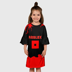Платье клеш для девочки Roblox краски красные, цвет: 3D-принт — фото 2