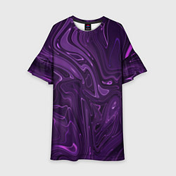 Платье клеш для девочки Абстакция на темно фиолетовом, цвет: 3D-принт