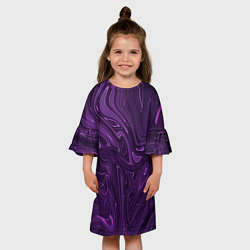 Детское платье Абстакция на темно фиолетовом / 3D-принт – фото 3