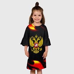 Платье клеш для девочки Герб РФ огонь, цвет: 3D-принт — фото 2