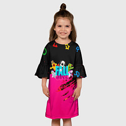 Платье клеш для девочки Fall Guys kids color, цвет: 3D-принт — фото 2