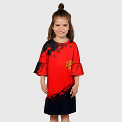 Платье клеш для девочки Manchester United colors sport, цвет: 3D-принт — фото 2