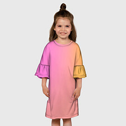 Платье клеш для девочки Розово-желтый градиент, цвет: 3D-принт — фото 2