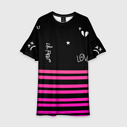 Платье клеш для девочки Lil Peep розовые полосы, цвет: 3D-принт