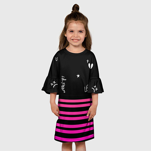 Детское платье Lil Peep розовые полосы / 3D-принт – фото 3