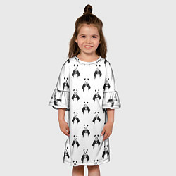Платье клеш для девочки Panda love - pattern, цвет: 3D-принт — фото 2