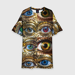 Платье клеш для девочки Металлические глаза в стиле стимпанк, цвет: 3D-принт