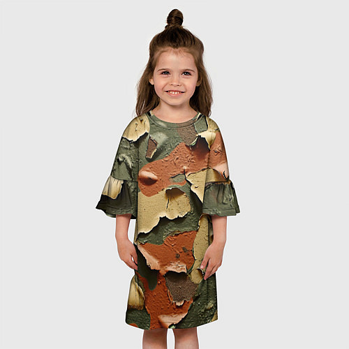 Детское платье Реалистичный камуфляж из краски / 3D-принт – фото 3