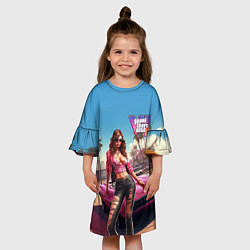 Платье клеш для девочки GTA 6 girl logo, цвет: 3D-принт — фото 2