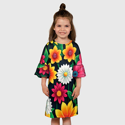 Детское платье Цветочный конtrast / 3D-принт – фото 3