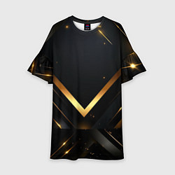 Платье клеш для девочки Gold luxury black abstract, цвет: 3D-принт