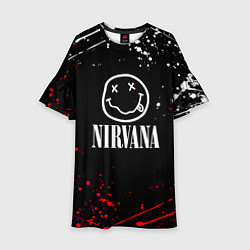Платье клеш для девочки Nirvana брызги красок, цвет: 3D-принт