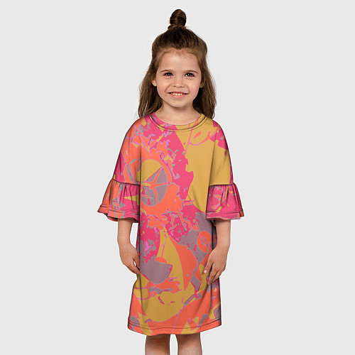 Детское платье Цветной яркий камуфляж / 3D-принт – фото 3