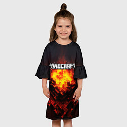 Платье клеш для девочки Minecraft огненные кубики, цвет: 3D-принт — фото 2