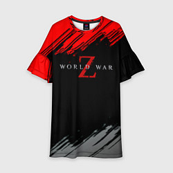 Платье клеш для девочки World war z краски текстура, цвет: 3D-принт