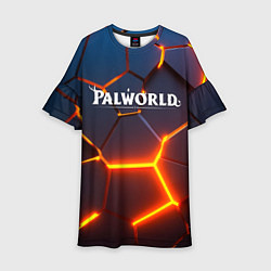 Платье клеш для девочки Palworld logo разлом плит, цвет: 3D-принт