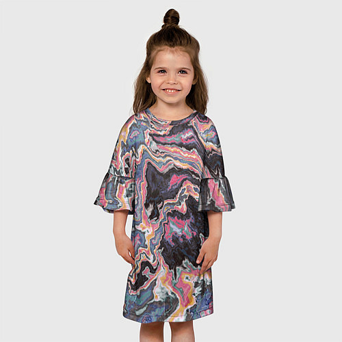 Детское платье Мраморный узор разноцветный / 3D-принт – фото 3