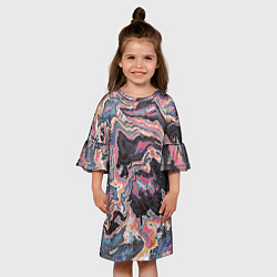 Платье клеш для девочки Мраморный узор разноцветный, цвет: 3D-принт — фото 2