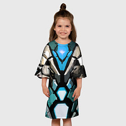 Платье клеш для девочки Синяя броня киберпанк, цвет: 3D-принт — фото 2