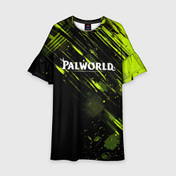 Платье клеш для девочки Palworld logo black green, цвет: 3D-принт