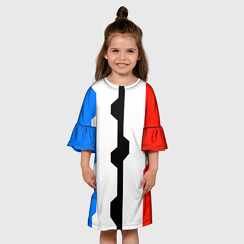Детское платье Техно линии синий и красный / 3D-принт – фото 3