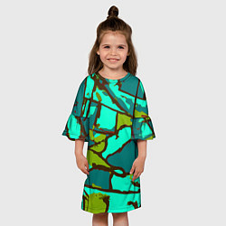 Платье клеш для девочки Цветная геометрия, цвет: 3D-принт — фото 2