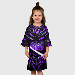 Платье клеш для девочки Фиолетовый камень на чёрном фоне, цвет: 3D-принт — фото 2