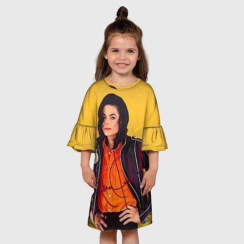 Детское платье Michael Jackson на золотом фоне с графикой / 3D-принт – фото 3