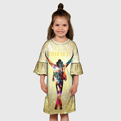 Платье клеш для девочки Michael Jackson THIS IS IT - с салютами на золотом, цвет: 3D-принт — фото 2