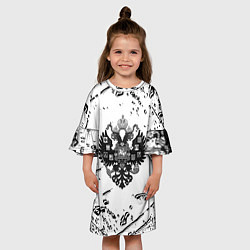 Платье клеш для девочки Герб России краски текстура, цвет: 3D-принт — фото 2
