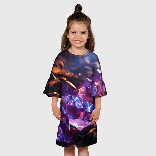 Детское платье Фиолетовые комические камни / 3D-принт – фото 3