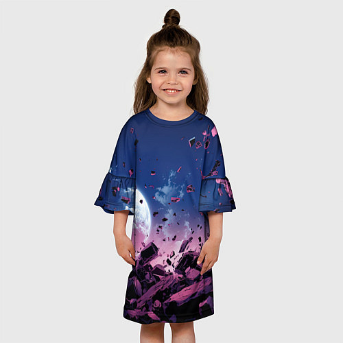 Детское платье Абстрактные частицы в космосе / 3D-принт – фото 3
