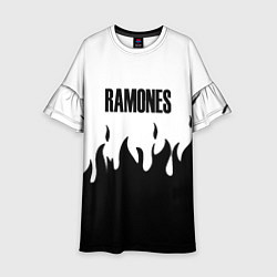 Платье клеш для девочки Ramones fire black rock, цвет: 3D-принт