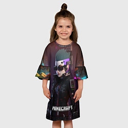 Платье клеш для девочки Minecraft matrix woman, цвет: 3D-принт — фото 2