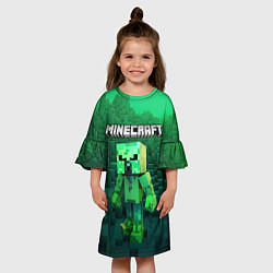 Платье клеш для девочки Minecraft персонаж зеленый монстр, цвет: 3D-принт — фото 2