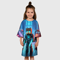 Платье клеш для девочки Minecraft - ai art neon, цвет: 3D-принт — фото 2