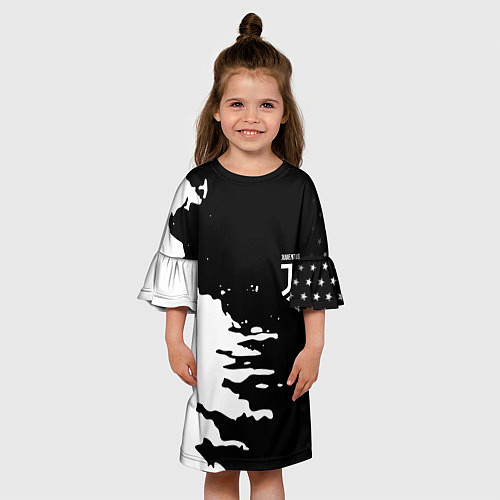 Детское платье Ювентус спорт краски текстура / 3D-принт – фото 3