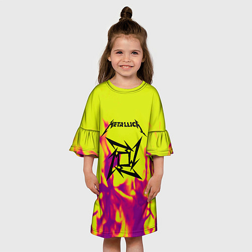 Детское платье Металлика огненный стиль бенд / 3D-принт – фото 3