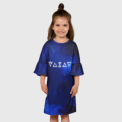 Платье клеш для девочки Ведьмак лого космос, цвет: 3D-принт — фото 2